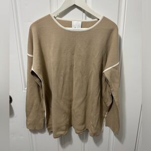 Allude Tan & White Long Sleeve Top. Women’s Size Large.